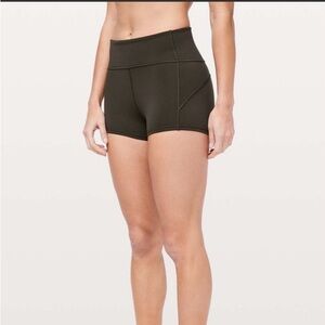 Lululemon In Movement Short *Everlux 2.5" Dark Olive, Size 4 Like New Condition